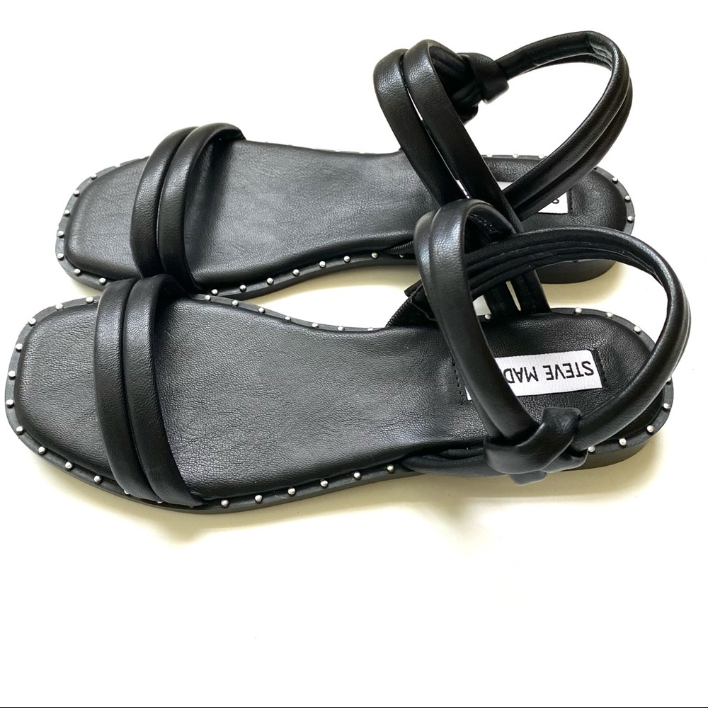 Steve Madden Black Studded Flat Sandals